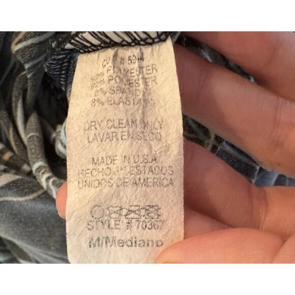 Vintage Forever 21 Size Medium Black Swirl Dress Tie Back Y2K 90s V Neck Stretch - Picture 6 of 6